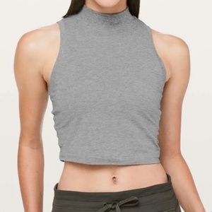 NWT Lululemon Kitsilano Mock Neck Tank in Heathered Grey